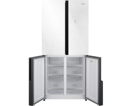 Отдельностоящий холодильник с инвертором Weissgauff WCD 450 White Rock Glass NoFrost Inverter