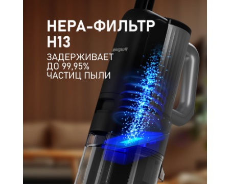 Вертикальный беспроводной пылесос сухой и влажной уборки (2 в 1) Weissgauff V22 BLDC 250 Graphite DoubleSide AquaPro SelfDry