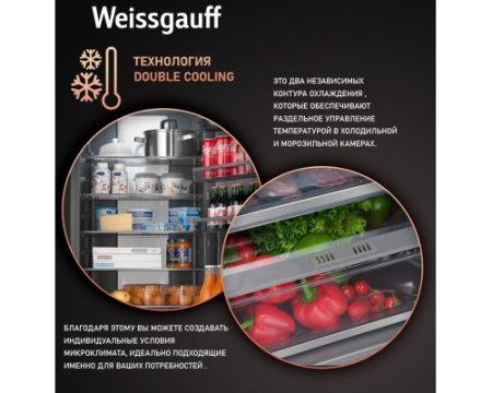 Встраиваемый холодильник с инвертором Weissgauff WRKI 2000 Total NoFrost Inverter Premium Ecofresh Inox