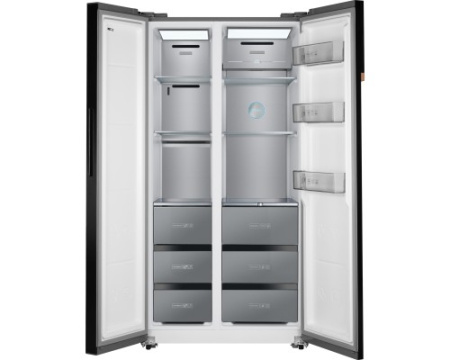 Отдельностоящий холодильник с инвертором Weissgauff WSBS 590 NoFrost Inverter Premium Dark Grey Glass