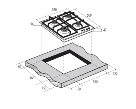 Газовая варочная панель ZUGEL ZGH601X