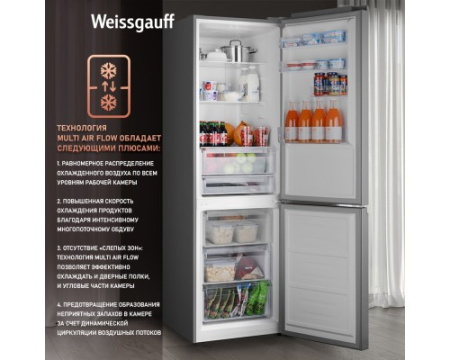 Отдельностоящий холодильник с инвертором Weissgauff WRK 2000 Total NoFrost Inverter White Glass