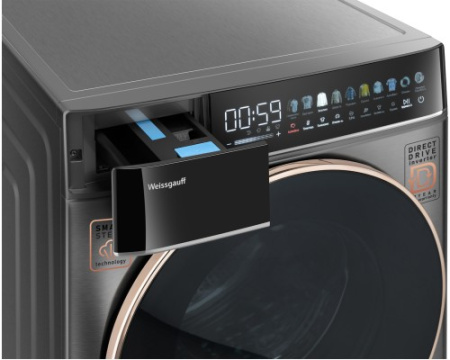 Cтиральная машина с сушкой Weissgauff WMD 58411 Direct Drive Inverter Premium Steam Grey