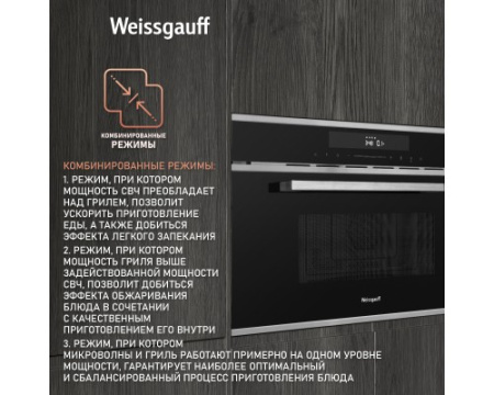 Встраиваемая микроволновая печь Weissgauff BMWO-349 DBSX Touch