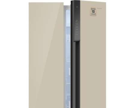 Отдельностоящий холодильник с инвертором Weissgauff WSBS 500 Inverter NoFrost Beige Glass