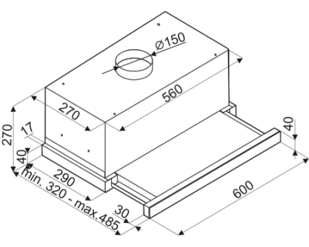 Встраиваемая в шкаф вытяжка BRANDT BHT2611B