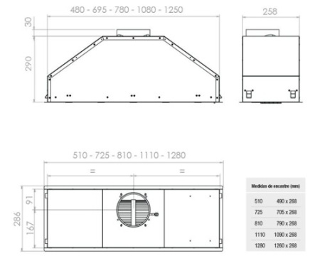 Встраиваемая вытяжка Pando GTI/810 INOX V.1050 ECO SEC PLUS