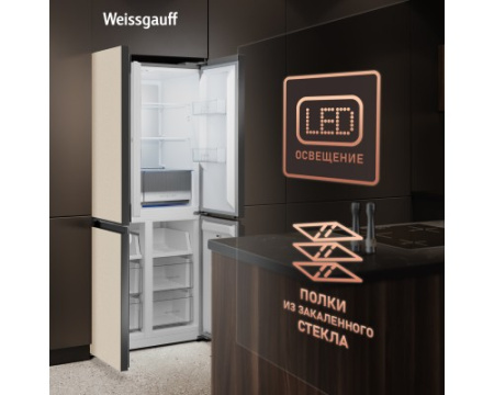 Отдельностоящий холодильник с инвертором Weissgauff WCD 450 BEG NoFrost Inverter