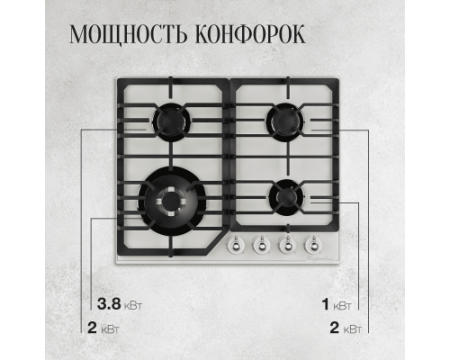 Варочная панель газовая Kuppersberg FG 601 W Silver