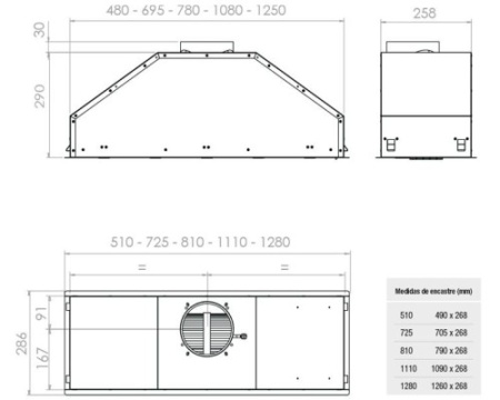 Встраиваемая вытяжка Pando GTI/510 INOX V.1050 ECO SEC PLUS