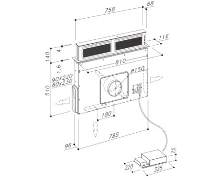 Вытяжка Downdraft Sirius S-DD11 PUSH UP EM B