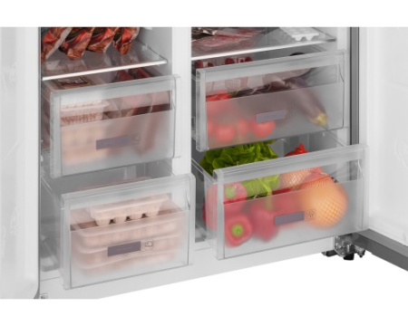 Отдельностоящий холодильник с инвертором Weissgauff WSBS 600 NoFrost Inverter Bru Steel Glass