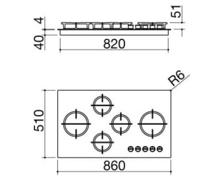 Газовая варочная панель Barazza 1PMDM95