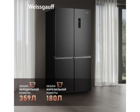 Отдельностоящий холодильник с инвертором Weissgauff WCD 590 Nofrost Inverter Premium Ecofresh Dark Inox