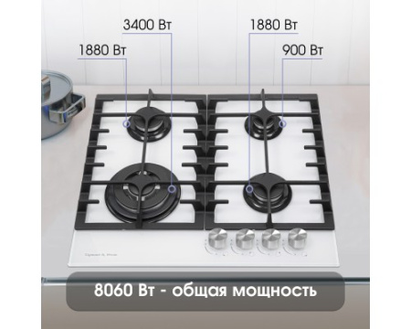 Газовая варочная панель из закаленного стекла Zigmund & Shtain MN 197.61 W