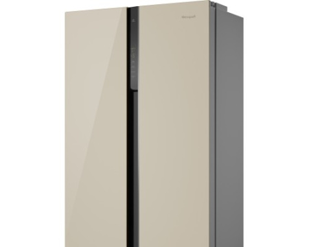 Отдельностоящий холодильник с инвертором Weissgauff WSBS 500 Inverter NoFrost Beige Glass