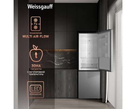 Отдельностоящий холодильник с инвертором Weissgauff WRK 185 Total NoFrost Inverter Inox