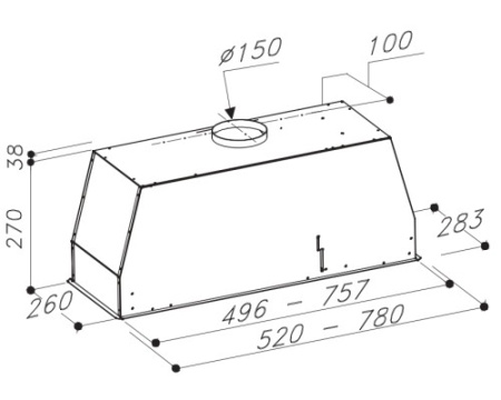 Встраиваемая вытяжка Sirius SL 913 W 50